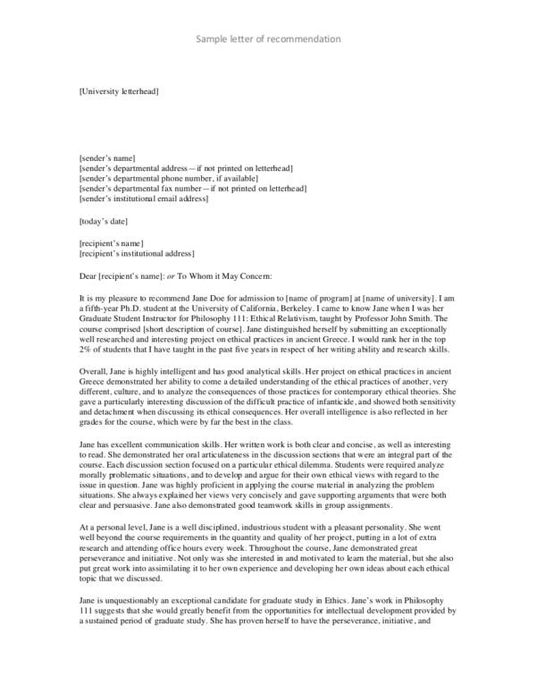 recommendation letter for phd admission pdf