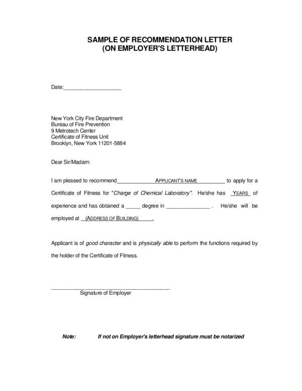 sample past employer recommendation letter