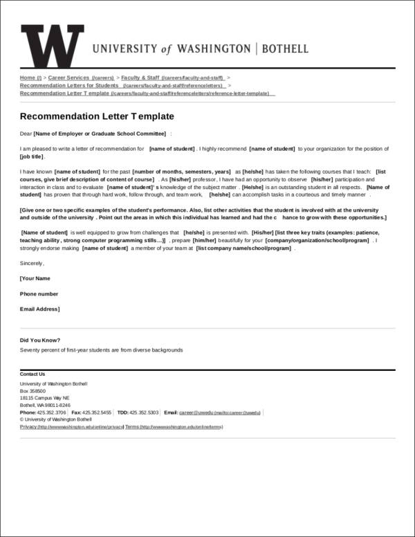 sample recommendation letter template in pdf