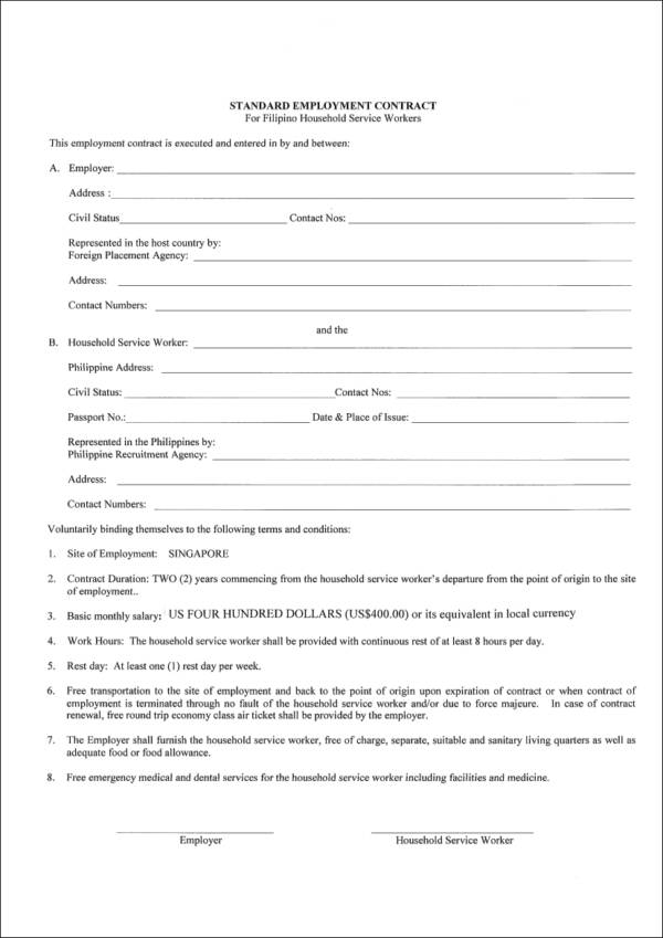 standard employment contract