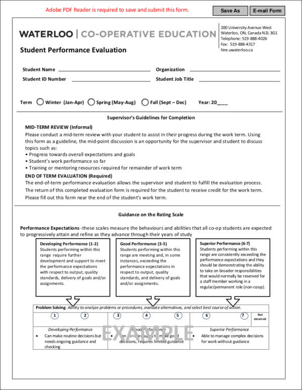 student performance evaluation 