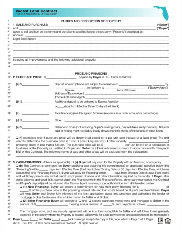 vacant land contract