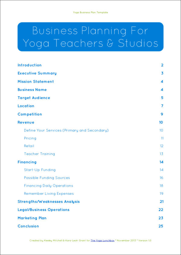 ylb yoga business plan guide
