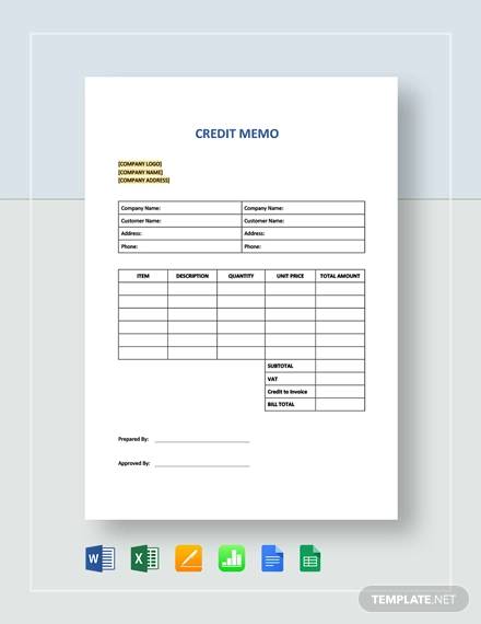 credit memo template