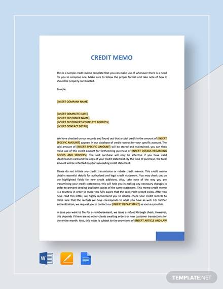 credit memo template