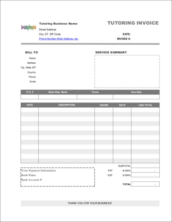 free elements that you need to include in your invoice with samples