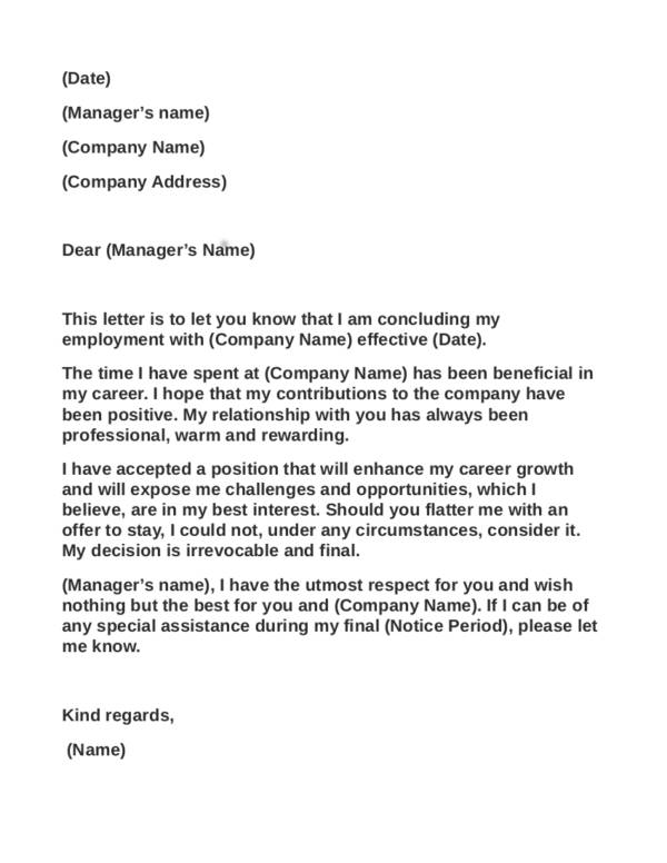 10 final resignation letter