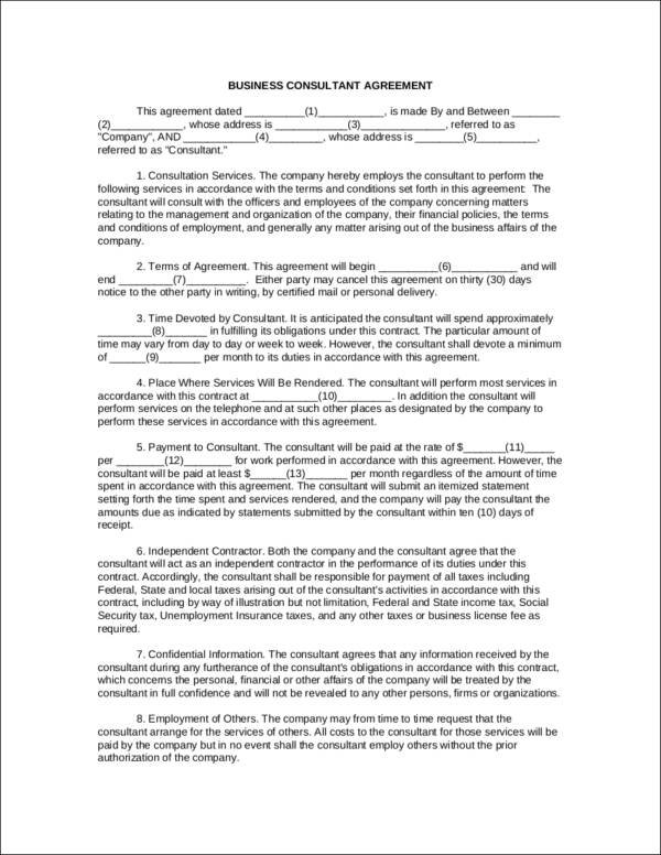business consultant agreement contract