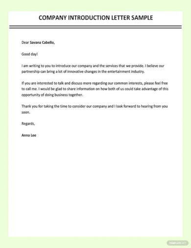 company introduction letter sample template
