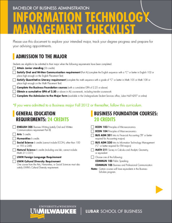information technology management checklist