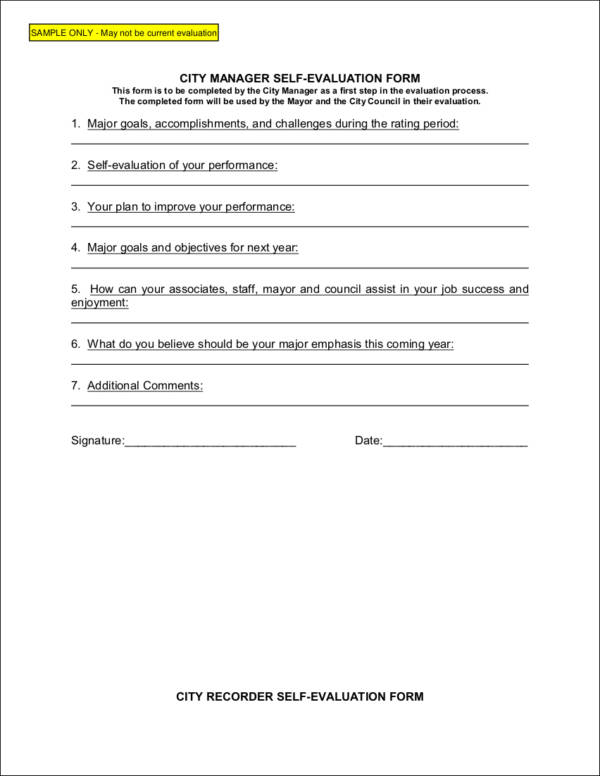 manager self evaluation form template