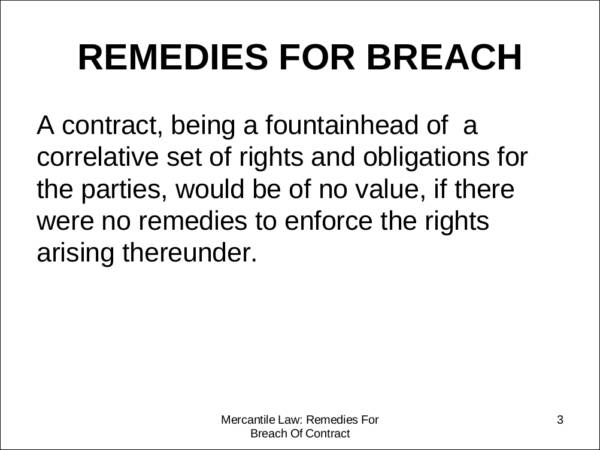 mercantile law remedies for breach of contract 1