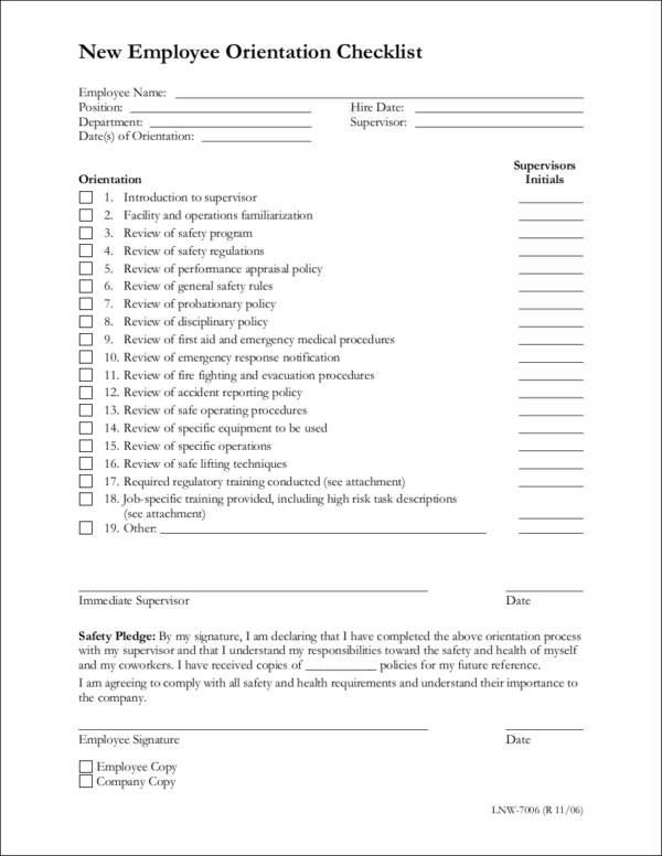 FREE 12+ New Employers Checklist Samples & Templates in ...