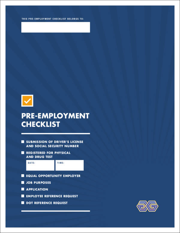 pre employment checklist