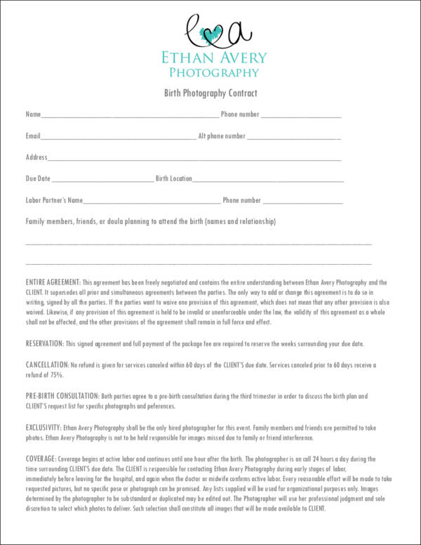 photography contract template pdf