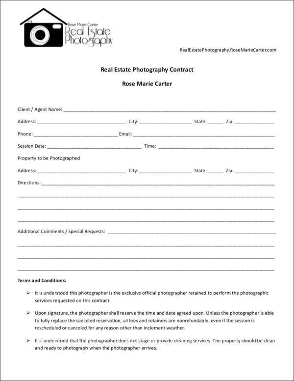 printable real estate photography contract
