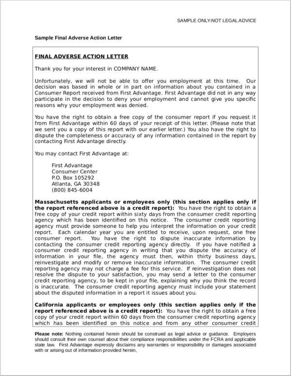 sample final adverse action notice letter