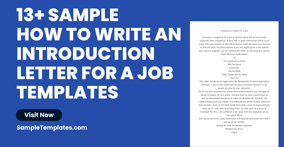 sample how to write an introduction letter for a job template