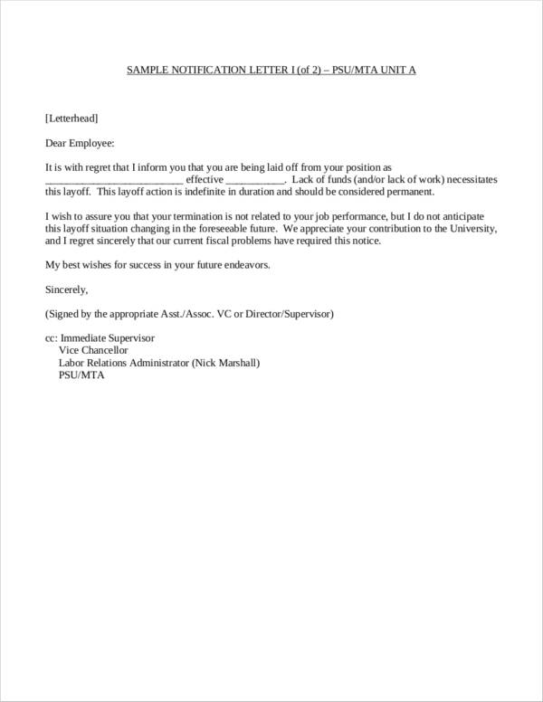 sample layoff notification letter in pdf