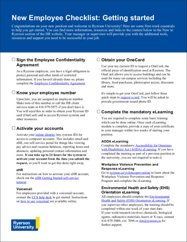 useful new hire checklist