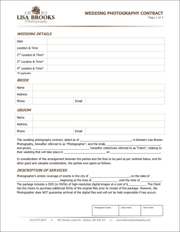 wedding photography contract in pdf