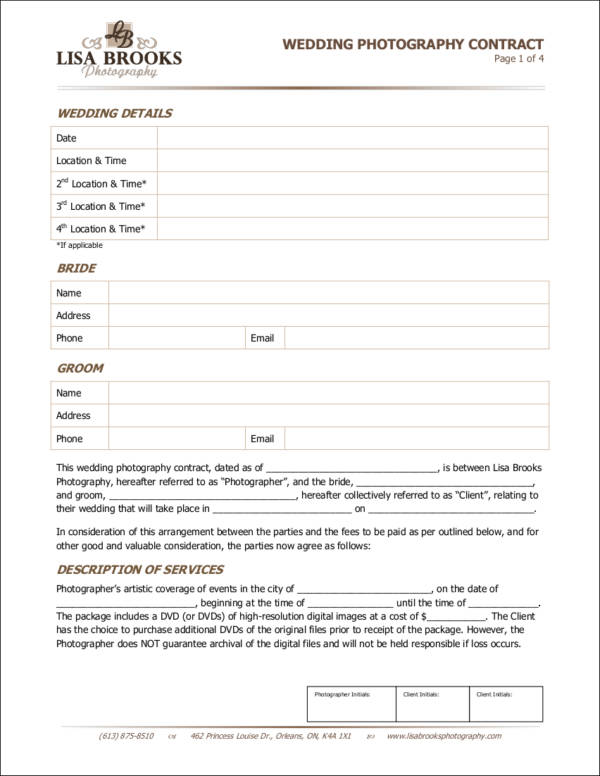 maternity photography contract template