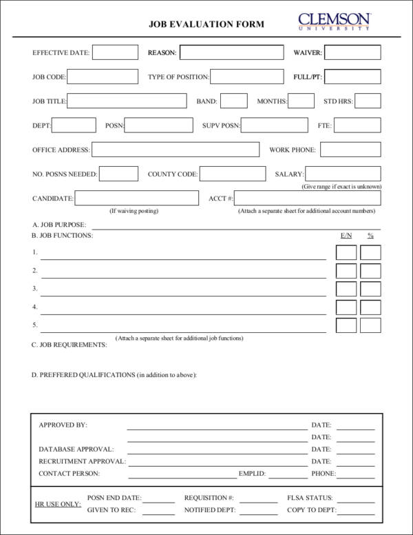 FREE 9+ Job Evaluation Form Samples & Templates in MS Word PDF