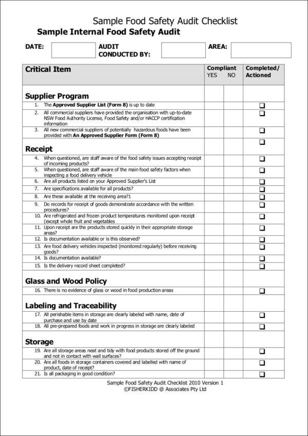 Safety Audit Form Template DocTemplates