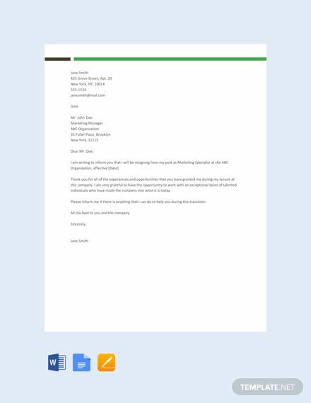 Free Printable Resignation Letter Top Cv Examples 2018