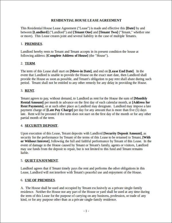 lease agreement contract template