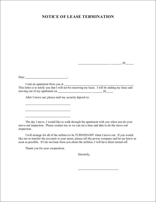 lease termination letter notice