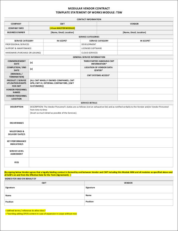 modular vendor contract template