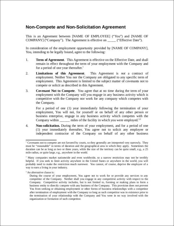 non compete and non solicitation agreement