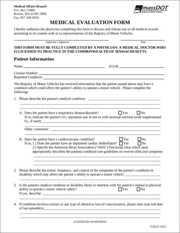 Medical Product Evaluation Form Editable Forms Gambaran