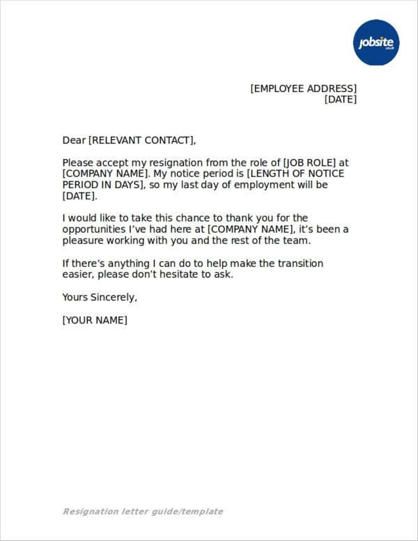 Professional Resignation Letter Sample Doc from images.sampletemplates.com