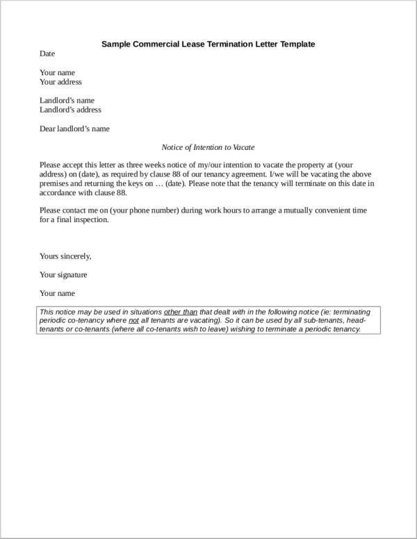 Lease Termination Letter Template Word