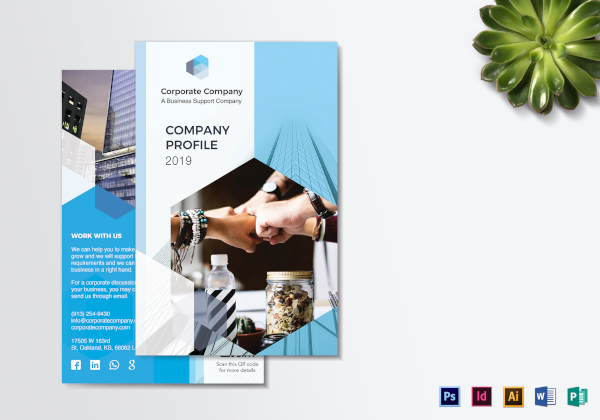sample company profile bi fold brochure template