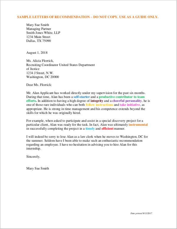 Summer Intern Reference Letter Sample