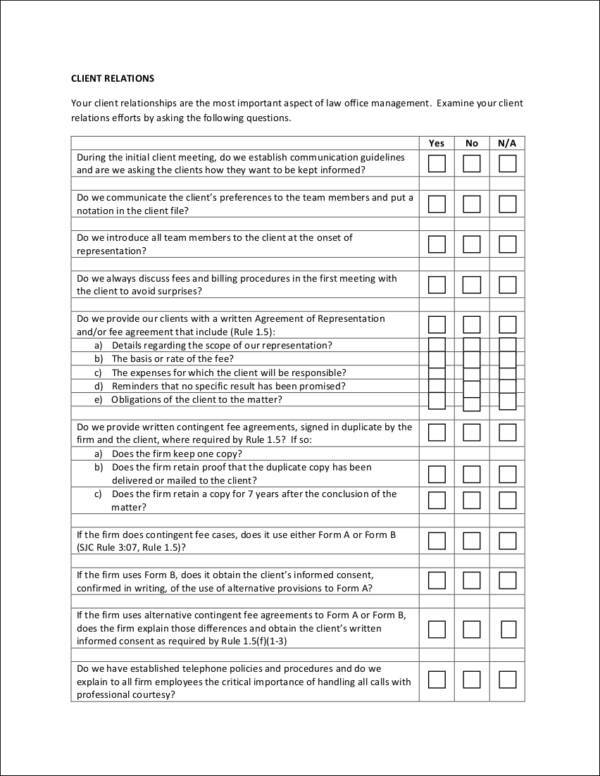 self audit checklist