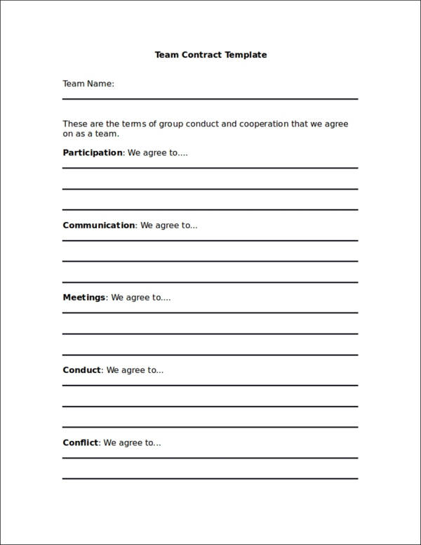 Team Contract Template Word