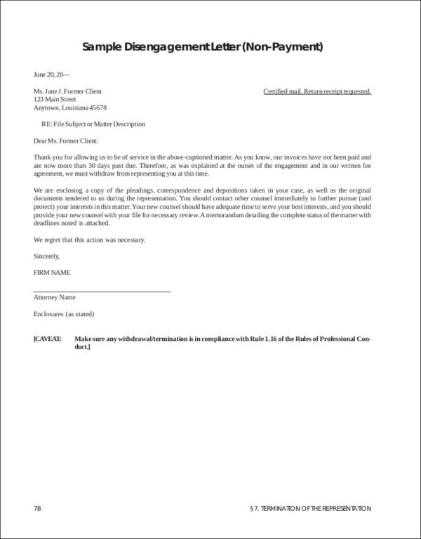 termination letter for non payment