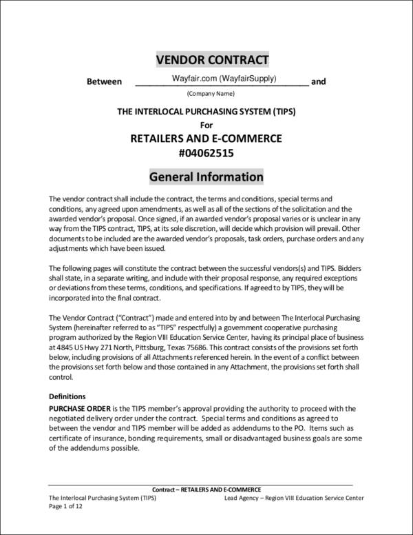 vendor contract template in pdf