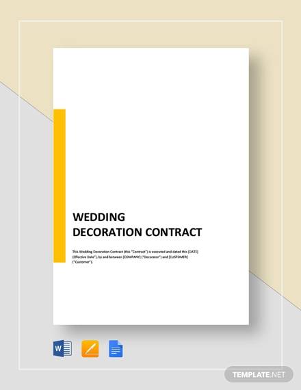 wedding decoration contract