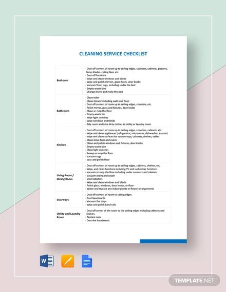 cleaning service checklist