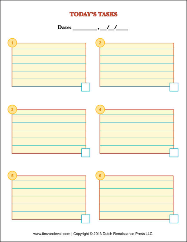 colored task checklist template