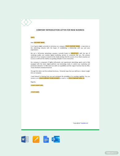 company introduction letter for new business template
