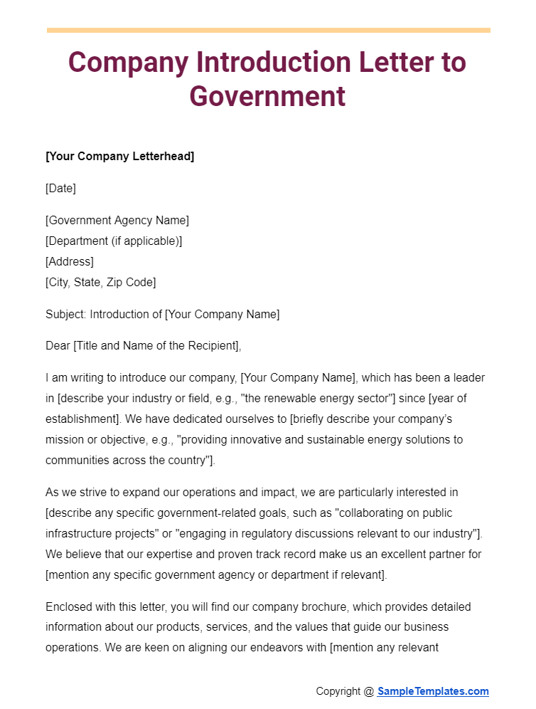 company introduction letter to government