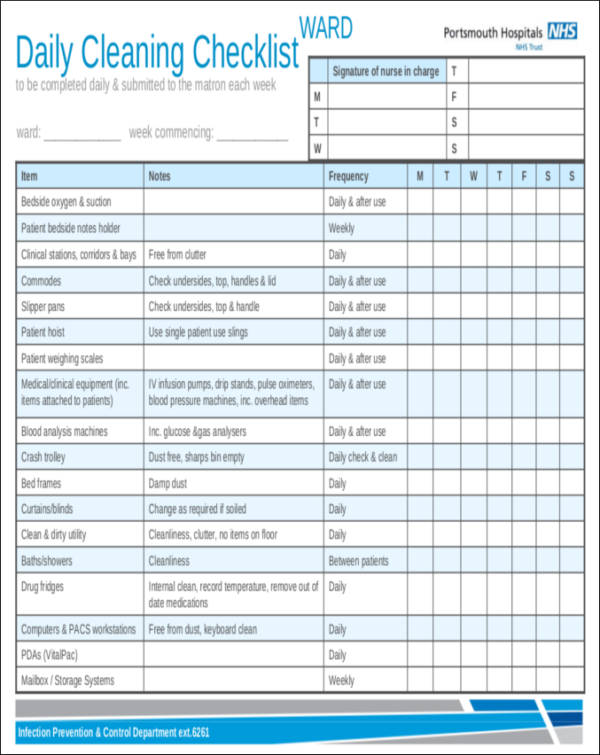 FREE 28+ Cleaning Checklist Samples & Templates in PDF MS Word