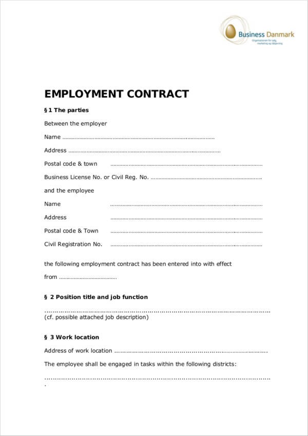 employment sample contract in pdf