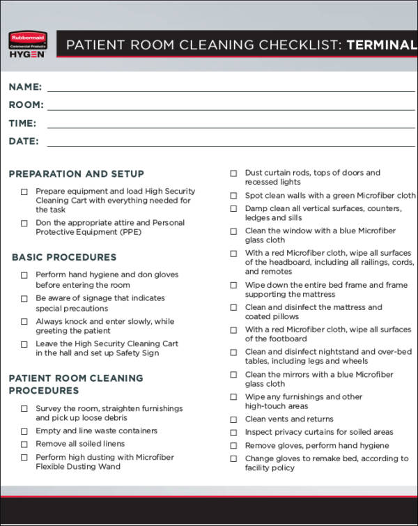 healthcare cleaning process checklists template1